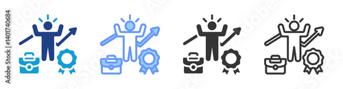 Employee Motivation icon set multiple style collection