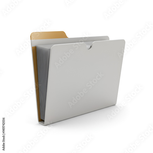 Realistic 3D brown paper file folder, isolated for document or archive visuals. Generative AI