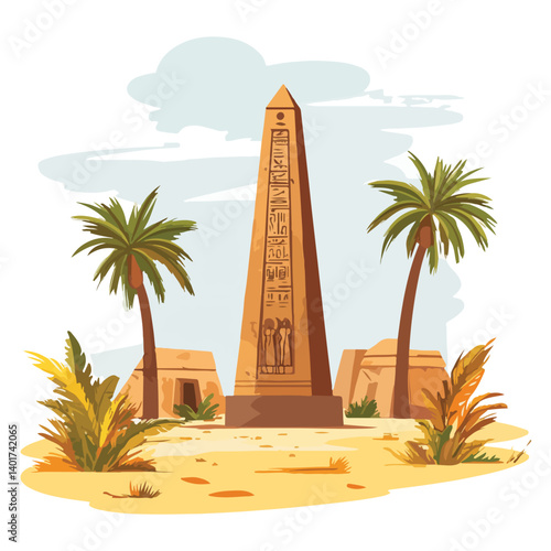 Obelisk illustration , vector, isolated white background
