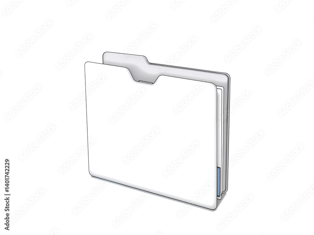 Minimal white 3D folder icon, great for app UI or data archive visuals. Generative AI