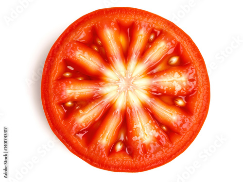 Wallpaper Mural Fresh tomato slice isolated on white background, perfect for food or health concepts. Generative AI Torontodigital.ca