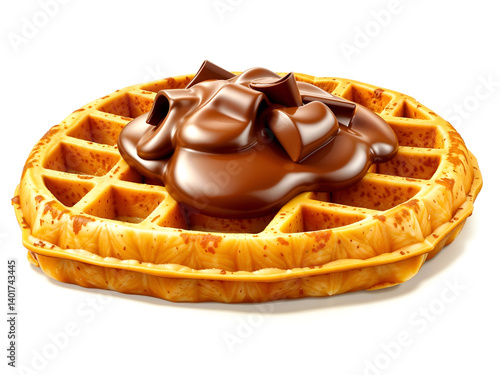 Obraz na płótnie Belgian waffle topped with melted chocolate, ideal for dessert or breakfast themes. Generative AI w salonie