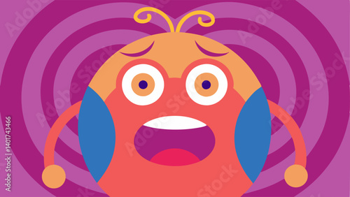 Obraz na płótnie Inner Turmoil A simplified character with a round head and exaggerated featurestheir eyes bulging mouth grimacing and brow deeply furrowedfrantically pulls at strands of their w salonie