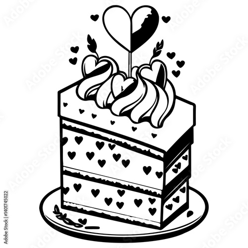 Heart-themed Cake Illustration for Celebrations