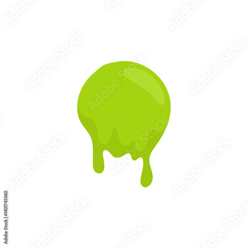Liquid toxic drop. Flowing green sticky liquid. Vector illustration with toxic blob