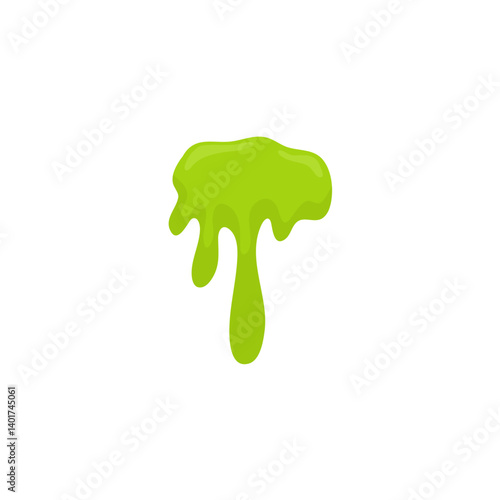 Liquid toxic drop. Flowing green sticky liquid. Vector illustration with toxic blob