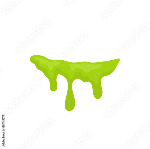 Liquid toxic drop. Flowing green sticky liquid. Vector illustration with toxic blob