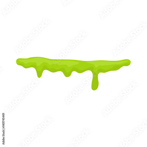 Liquid toxic drop. Flowing green sticky liquid. Vector illustration with toxic blob