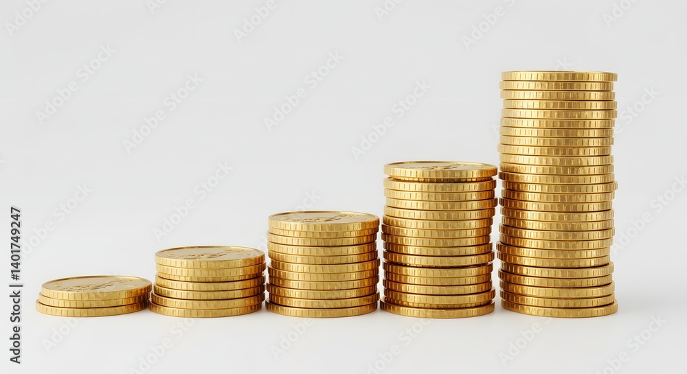Stack of golden coins on white background Stack of golden coins on white background