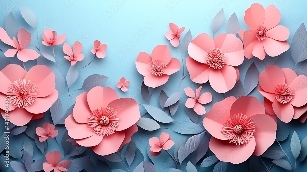 Paper Flowers Design Background Paper Flowers Design Background