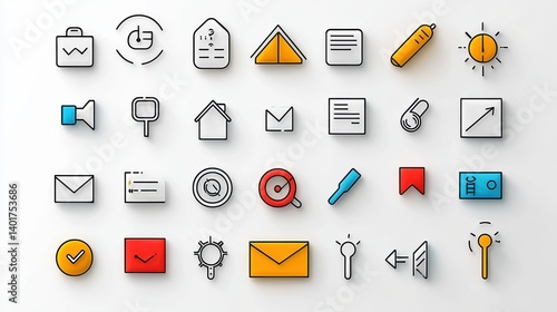 Obraz na płótnie A diverse set of cursor icons and symbols designed for user interface and digital applications w salonie