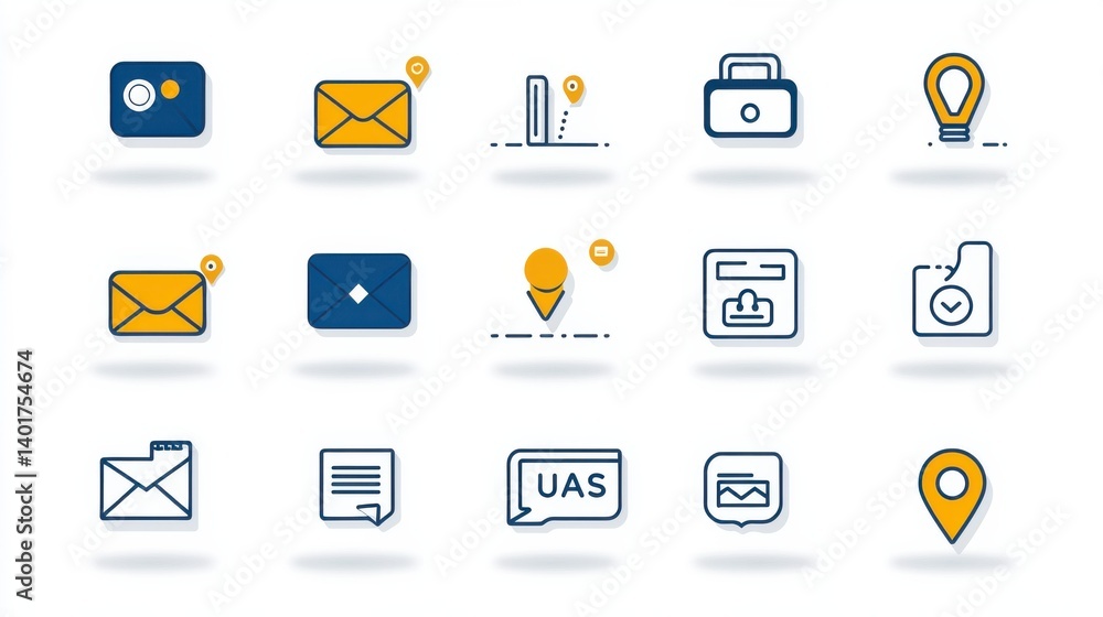 This image showcases a set of 15 stylized icons representing various contact and communication elements such as email phone location and file sharing This image showcases a set of 15 stylized icons representing various contact and communication elements such as email phone location and file sharing