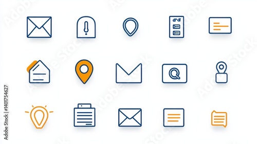 A set of 15 designed icons representing various contact and communication methods including email phone location and more suitable for websites mobile apps and digital interfaces  category Technology