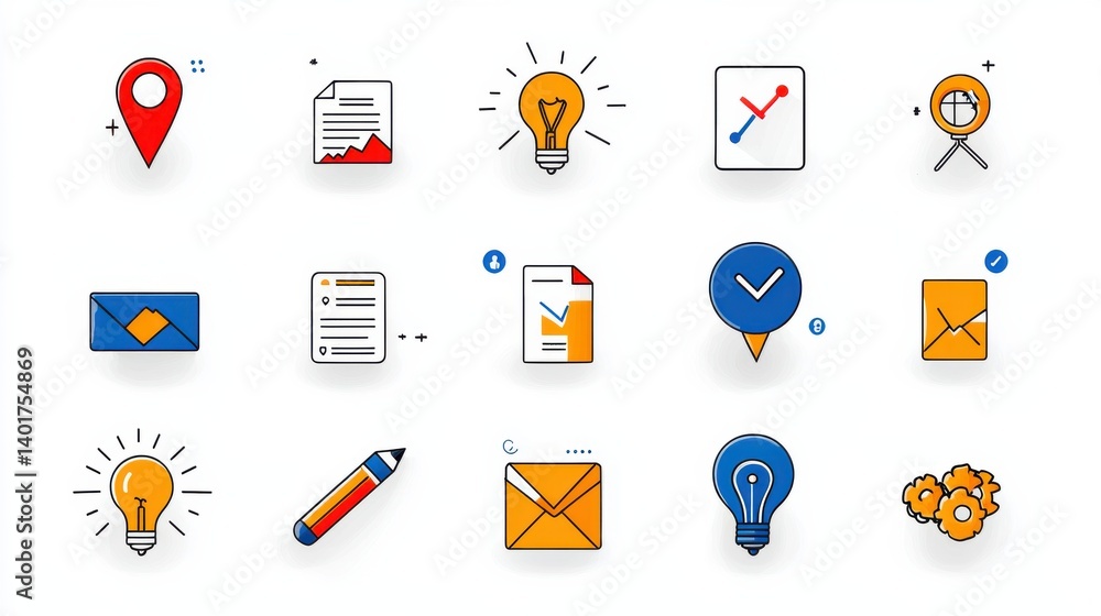 This image showcases a set of 15 digital marketing icons for use in various professional and commercial applications including website design app development business presentations and more