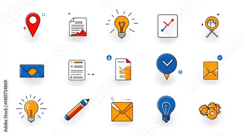 Obraz na płótnie This image showcases a set of 15 digital marketing icons for use in various professional and commercial applications including website design app development business presentations and more w salonie
