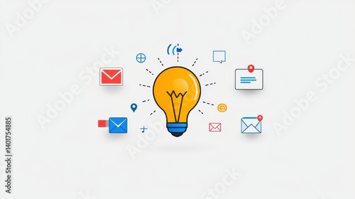 A collection of digital marketing icons symbolizing a range of business and technology tools used for strategy communication analytics and optimization in the digital landscape