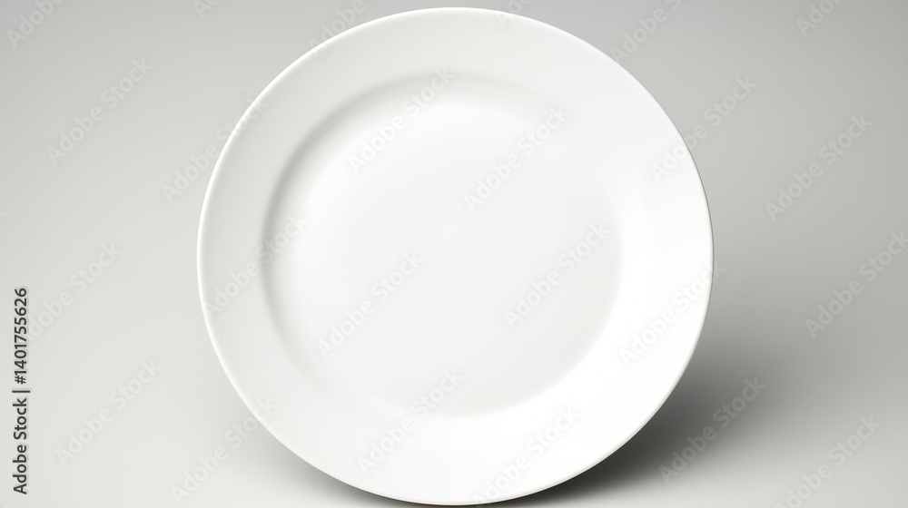 Plain White Ceramic Plate on Light Background – Minimalist Tableware Product Image Plain White Ceramic Plate on Light Background – Minimalist Tableware Product Image