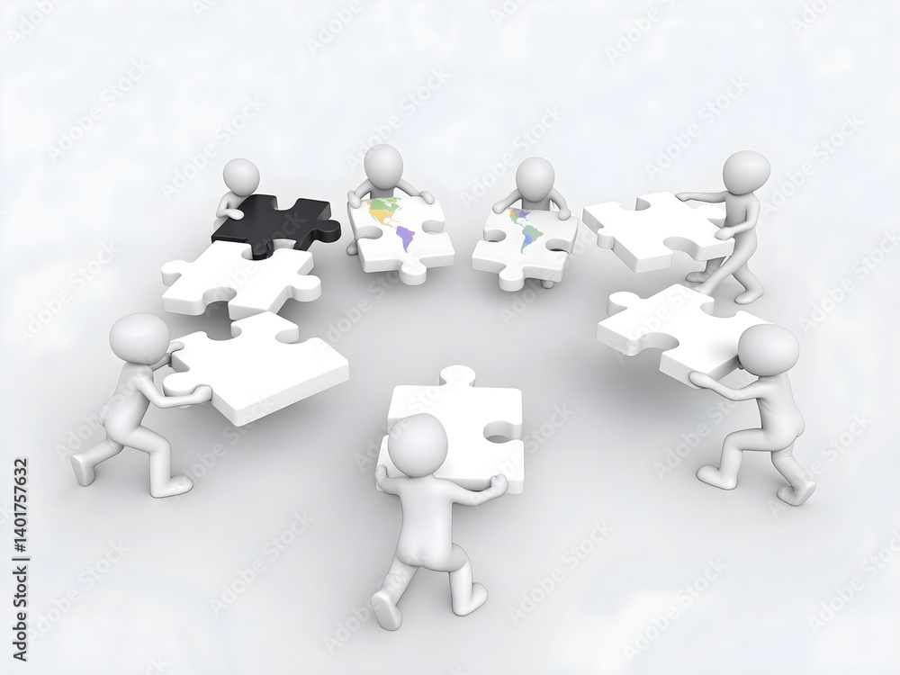 grey human figurines, puzzle pieces, minimalistic, white background, 3d render, low poly grey human figurines, puzzle pieces, minimalistic, white background, 3d render, low poly