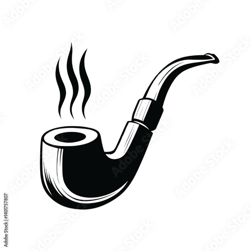 Obraz na płótnie Vintage Black and White Smoking Pipe Illustration w salonie