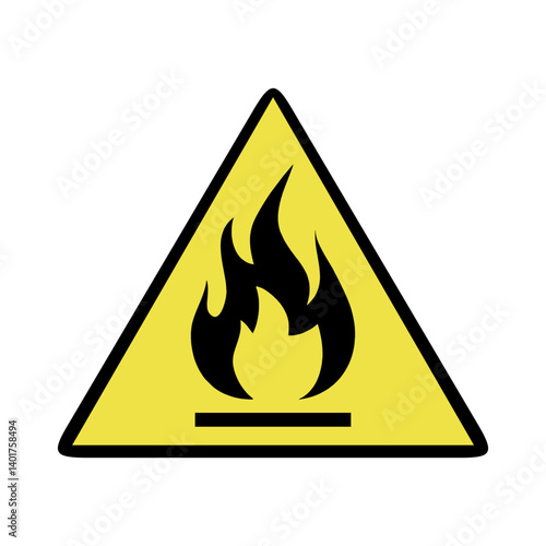 caution flammable sign on white background