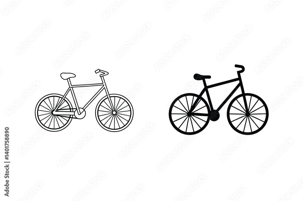 Fototapeta premium Two Bicycle Designs Minimalist Vector Illustration On White Background