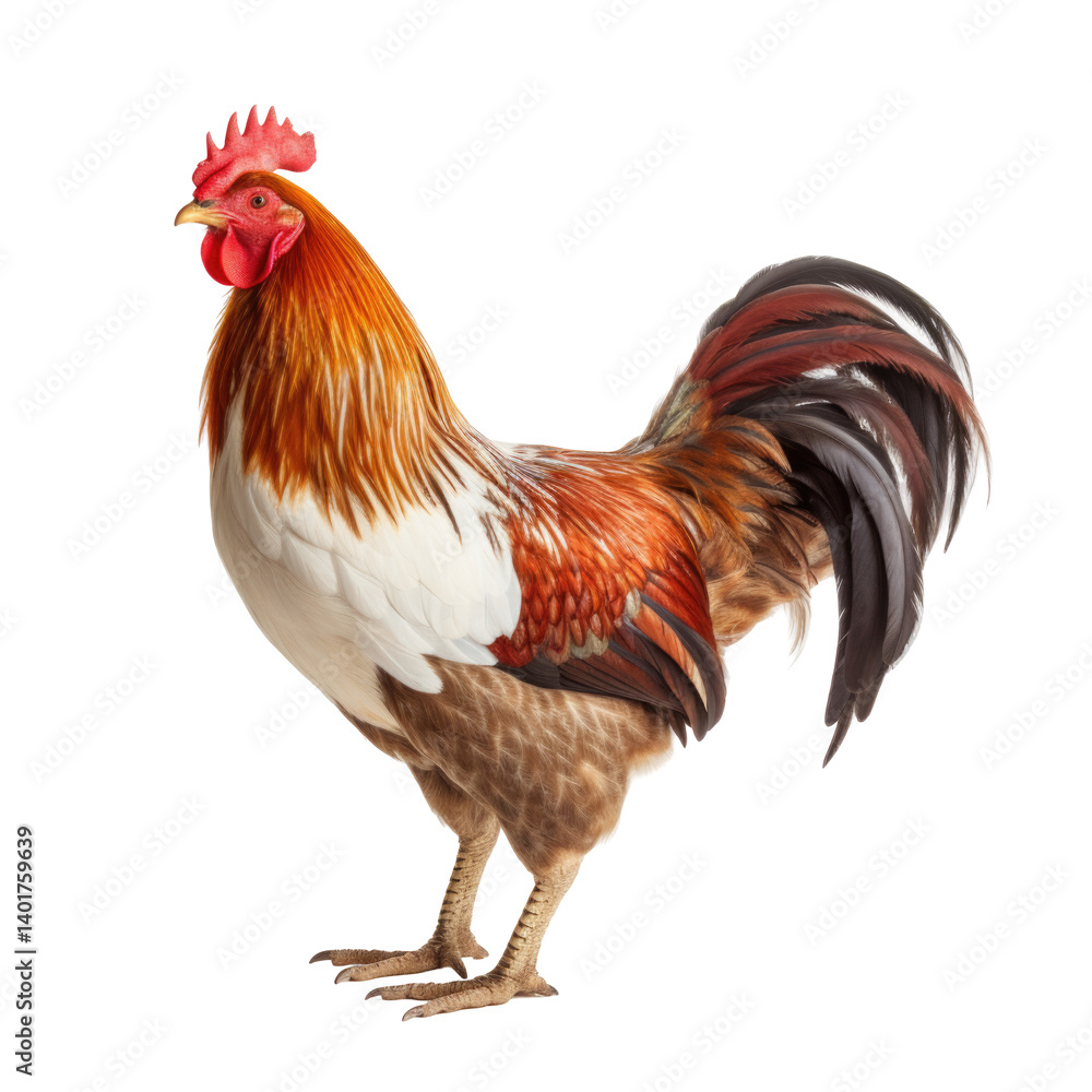 Fototapeta premium Vibrant Red Rooster on transparent background