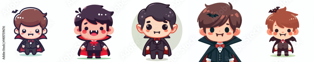 cute vector collection of boys wearing vampire costumes cute vector collection of boys wearing vampire costumes