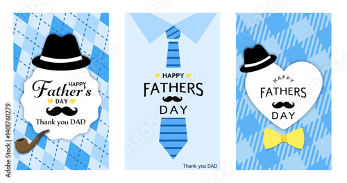 父の日のイラストセット ( プレゼント　父の日　帽子　フレーム　見出し　タイトル　お父さん　Father’s Day 背景　カード )