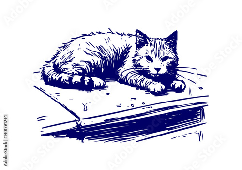 Stray Cat Hand Drawn Illustration Sketch Vector Isolated for Graphic Resource