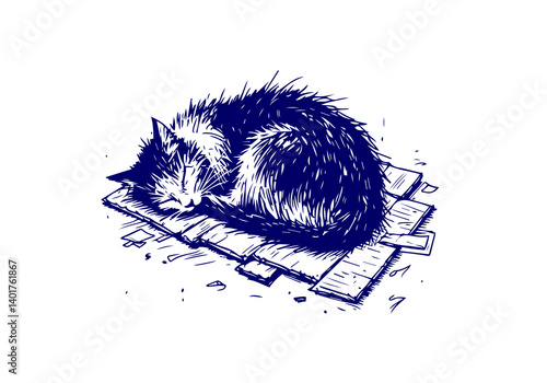 Stray Cat Hand Drawn Illustration Sketch Vector Isolated for Graphic Resource