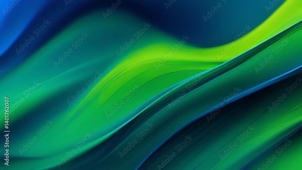 Obraz premium Abstract Green and Blue Swirling Curves