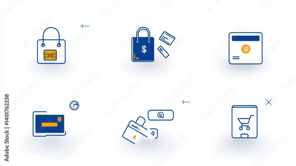 A set of minimalist digital payment icons in a thin outline style representing various elements of online transactions financial services and ecommerce platforms A set of minimalist digital payment icons in a thin outline style representing various elements of online transactions financial services and ecommerce platforms