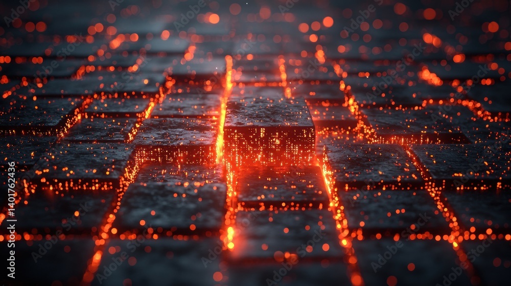 Glowing Embers: Abstract Digital Art of Illuminated Cubes Glowing Embers: Abstract Digital Art of Illuminated Cubes