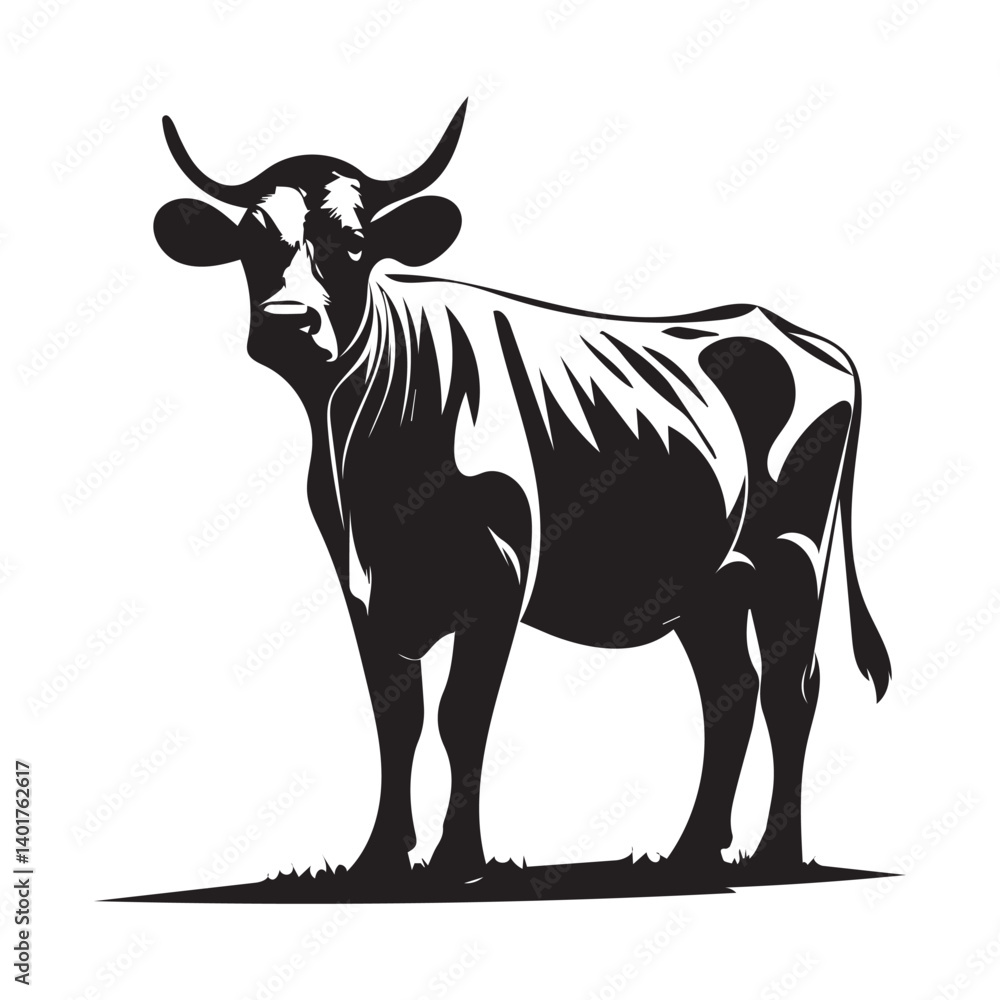 Fototapeta premium Bold Black and White Silhouette of a Cow