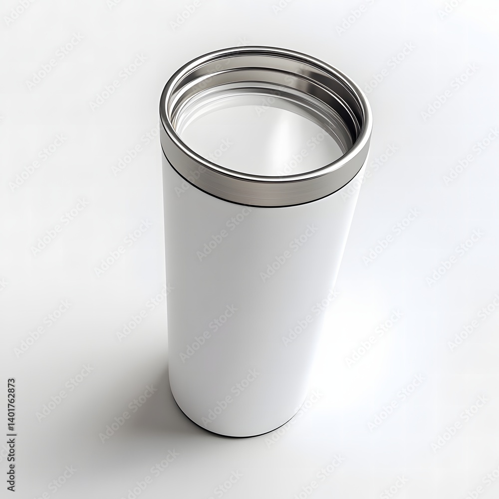 Blank White Stainless Steel Slim Can Cooler with Silver Lid Blank White Stainless Steel Slim Can Cooler with Silver Lid