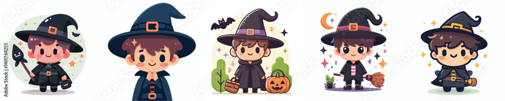collection of cute vectors of boys wearing wizard costumes collection of cute vectors of boys wearing wizard costumes