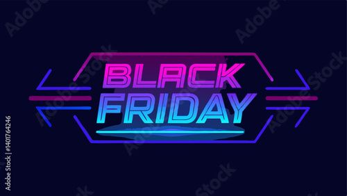 Flickering Neon Effect The phrase Black Friday illustrated in a flickering neon blue with a subtle gradient effect on a dark gradient background.