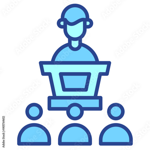 Public Speaking blue outline icon