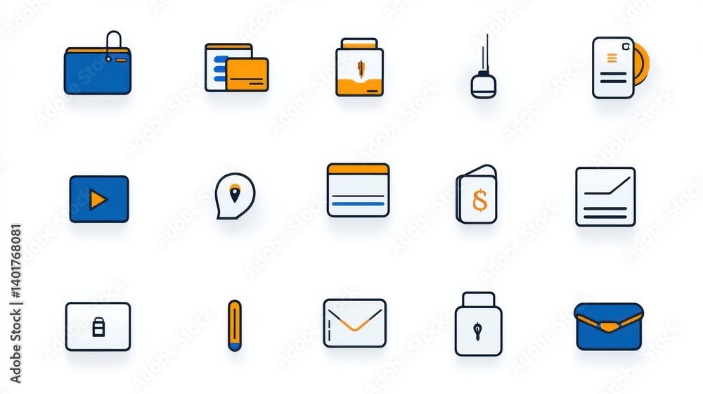 A set of 15 line icons representing various aspects of e wallet and cashless financial transactions including credit cards mobile payments online banking and digital money management A set of 15 line icons representing various aspects of e wallet and cashless financial transactions including credit cards mobile payments online banking and digital money management