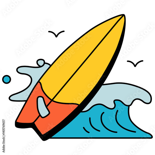Beach Surfboard Summer Waves Theme SVG Vector Design