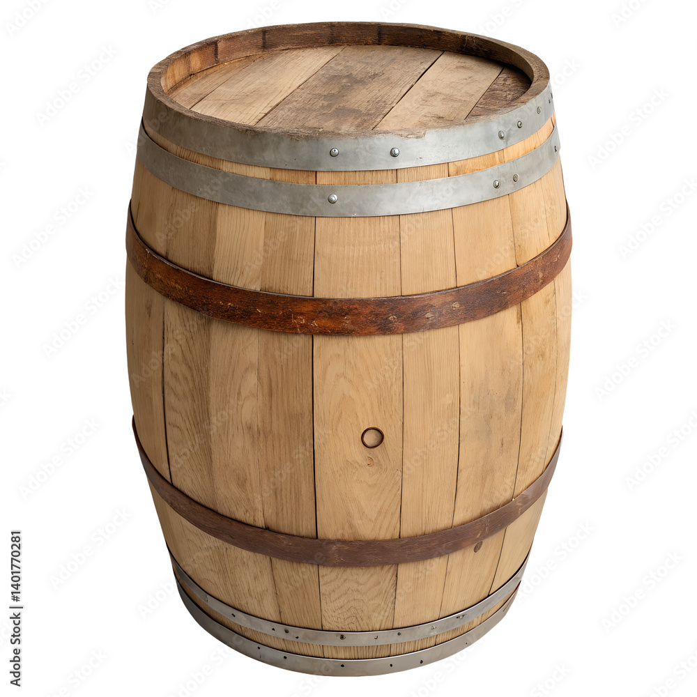 Fototapeta premium Wooden barrel on transparent background