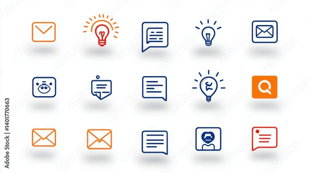 A collection of fifteen diverse outline icons representing testimonials client reviews and related communication elements for digital interfaces and user experiences A collection of fifteen diverse outline icons representing testimonials client reviews and related communication elements for digital interfaces and user experiences