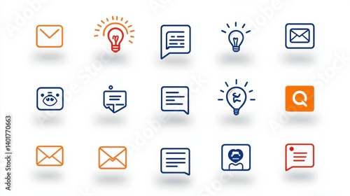 Wallpaper Mural A collection of fifteen diverse outline icons representing testimonials client reviews and related communication elements for digital interfaces and user experiences Torontodigital.ca