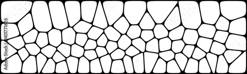 Abstract black-and-white Voronoi-style pattern with irregular, organic cells arranged in a rectangular grid, creating a natural, stone-like texture.

