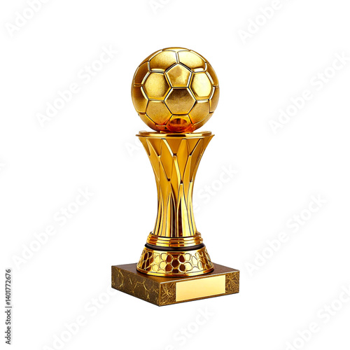 Принти на полотні A close-up shot of a gleaming golden trophy shaped like a soccer ball Golden wor