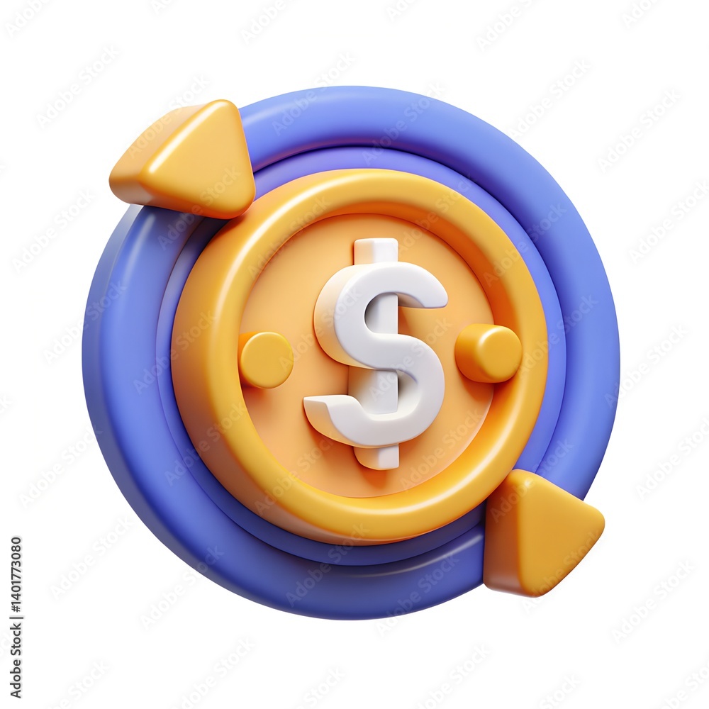 3D Currency Exchange Icon – Cartoon Plastic Style Render Isolated on White Background 3D Currency Exchange Icon – Cartoon Plastic Style Render Isolated on White Background