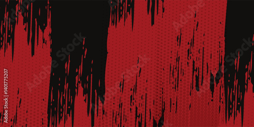 Abstract painting background with a grunge texture featuring red and black