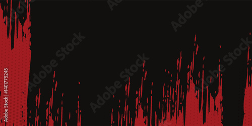 Abstract painting background with a grunge texture featuring red and black
