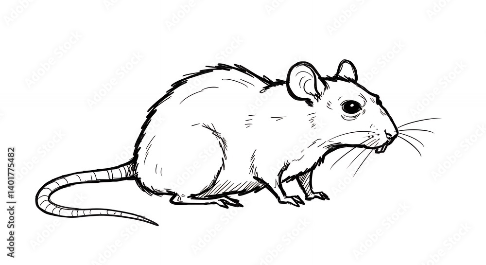 custom made wallpaper toronto digitalDetailed line drawing of a rat