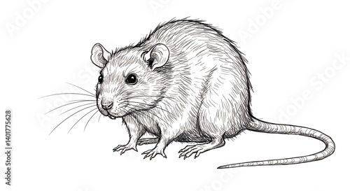 Wallpaper Mural Detailed line drawing of a rat Torontodigital.ca